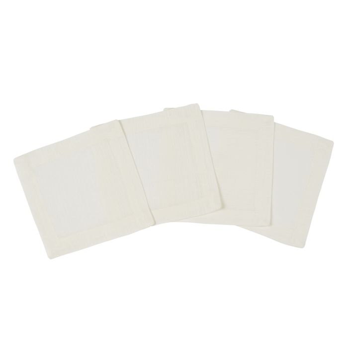 Ivory cream pure linen cocktail napkin coaster