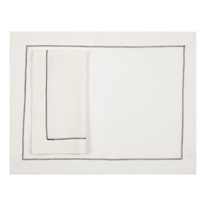 Huddleson Ivory Placemat with Chocolate Contrast Hemstitch