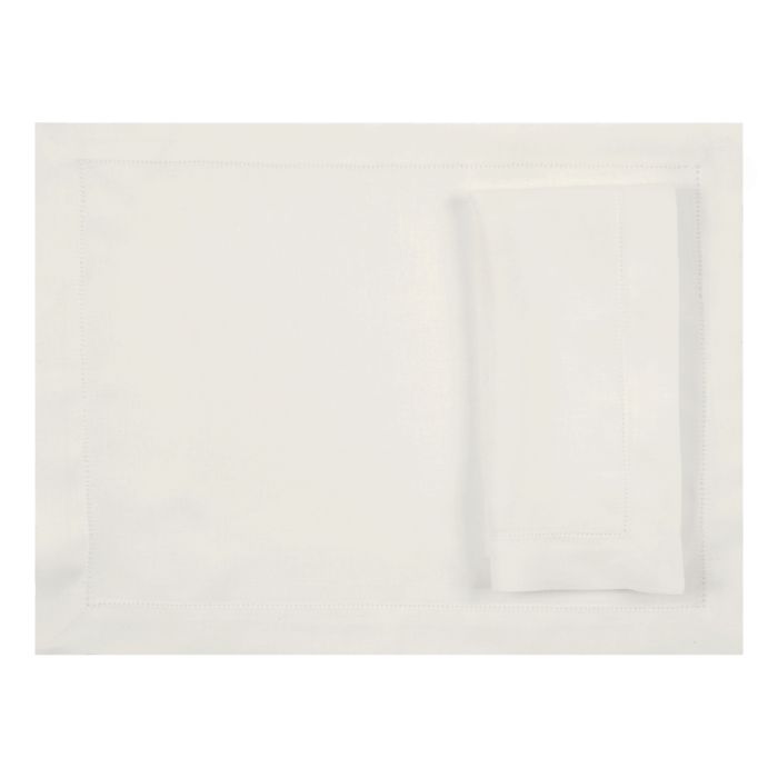 Huddleson Ivory hemstitched luxury linen placemat