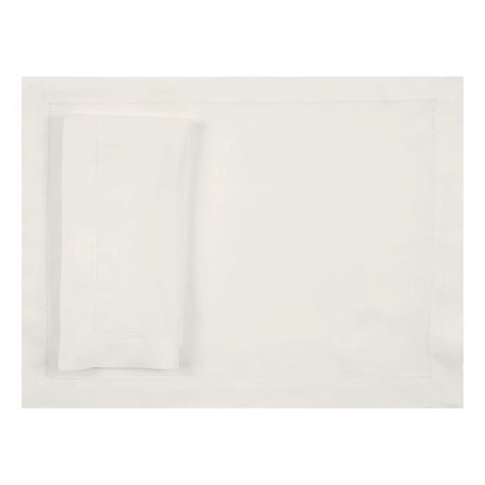 Huddleson Ivory hemstitched luxury linen placemat