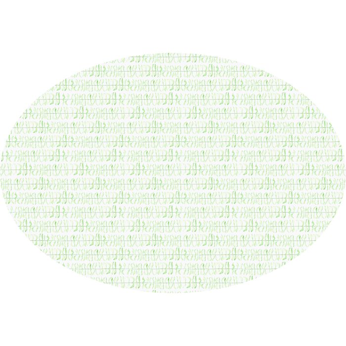 Leaf print green and white oval linen tablecloth 