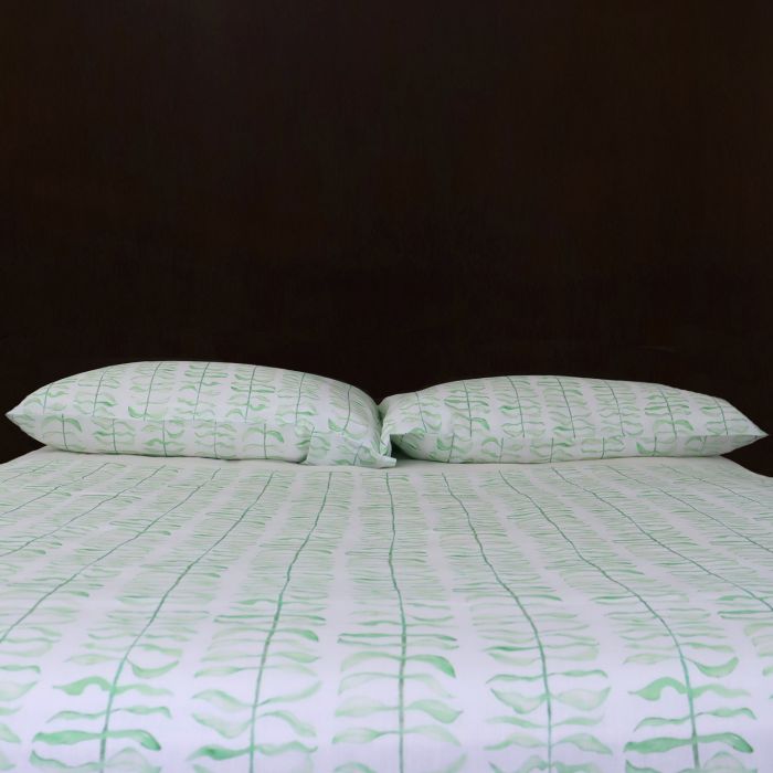 Leaf print linen pillowcases