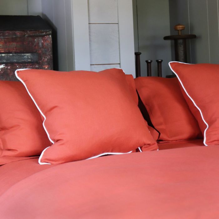 Terracotta linen duvet cover shams 