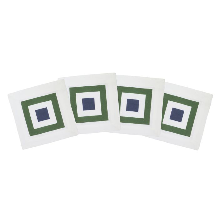 Maze Green Linen Cocktail Napkin