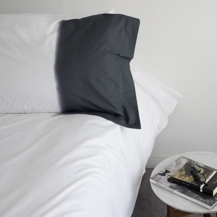 Moreton black and white ombre watercolor printed luxury percale cotton pair shams