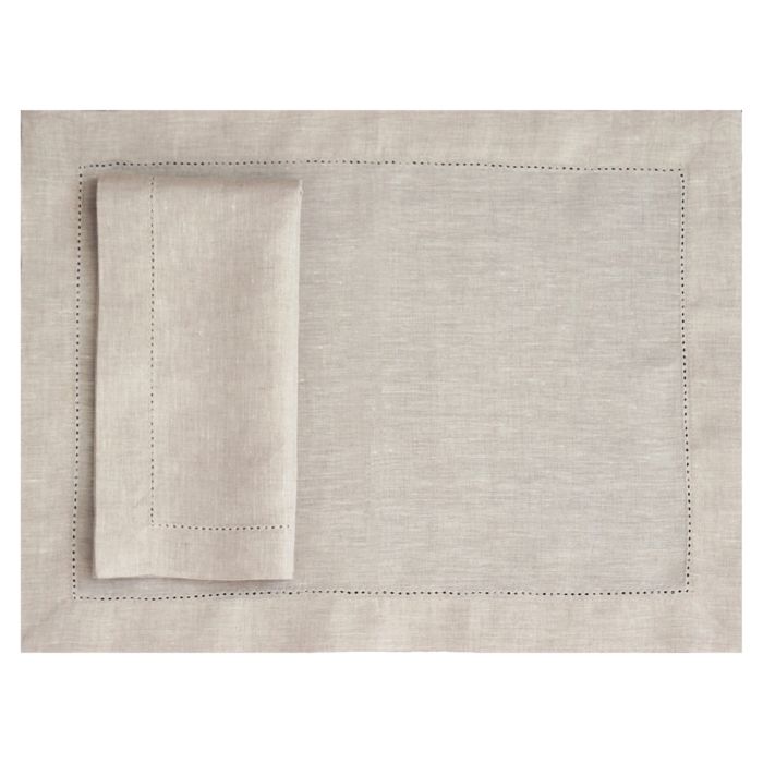 Huddleson natural linen placemat with hemstitch 