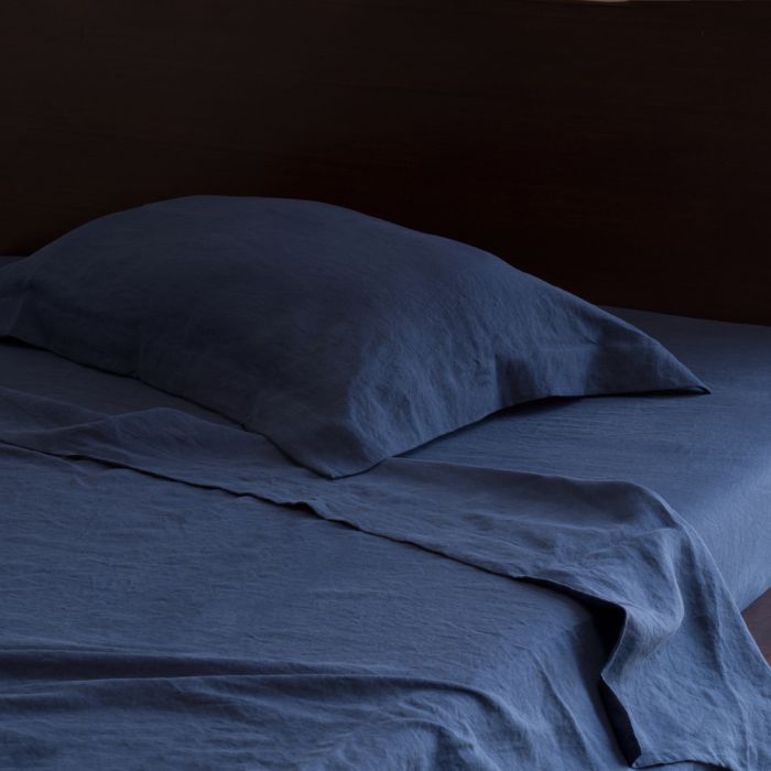Navy Blue Indigo Pure Italian Linen Pillow Sham