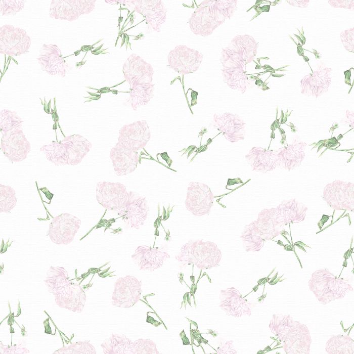 Peony Floral Pink White Green Square Linen Tablecloth