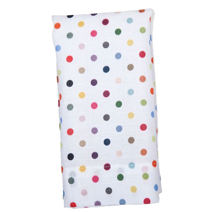 Huddleson Piccadilly White Polka Dot Linen Napkin