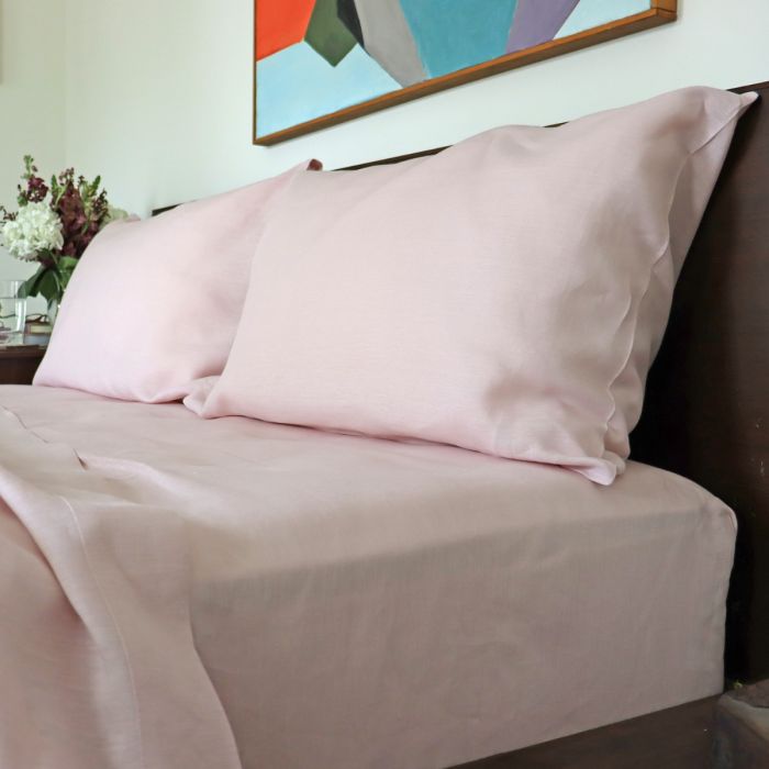 Pink Linen Pillowcase (Pair)