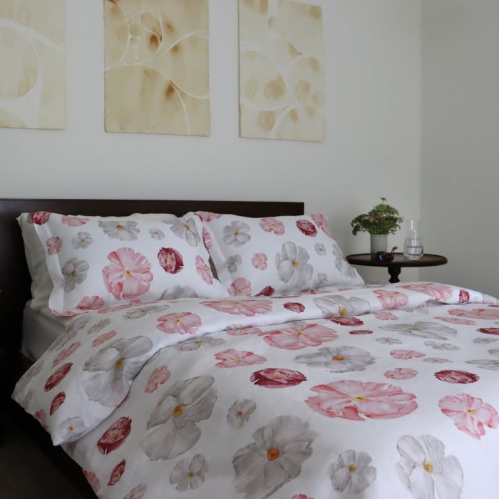 Poppy print linen duvet cover