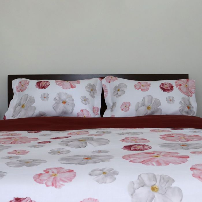 Poppy print floral linen pillow shams