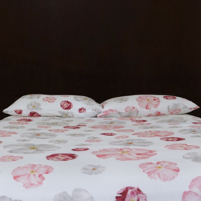 poppy printed linen sheet set
