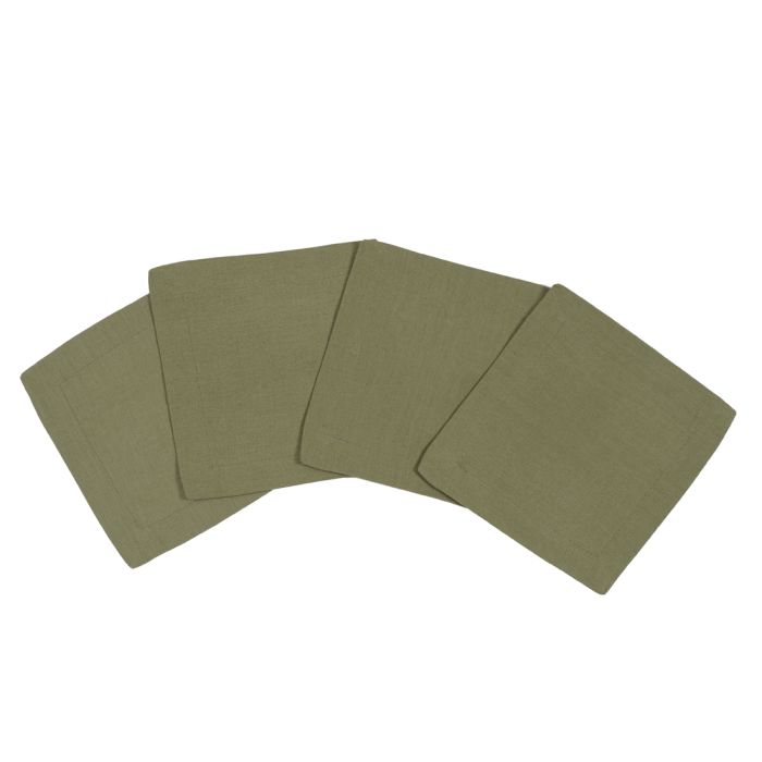 Sage Olive Green Linen Cocktail Napkin Coaster