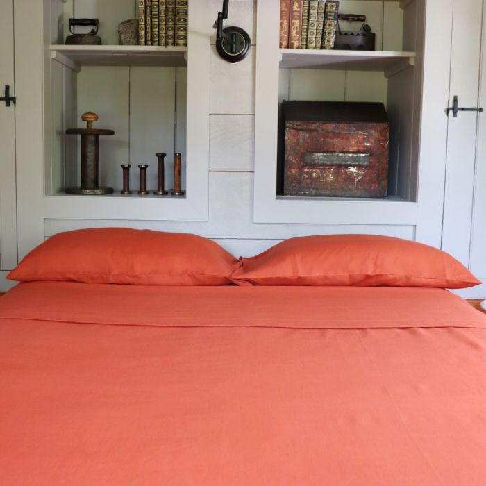 Terracotta linen sheets set