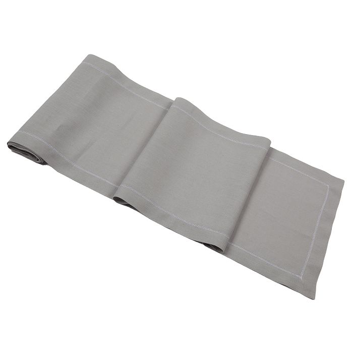 Silver Grey Hemstitched Linen Runner
