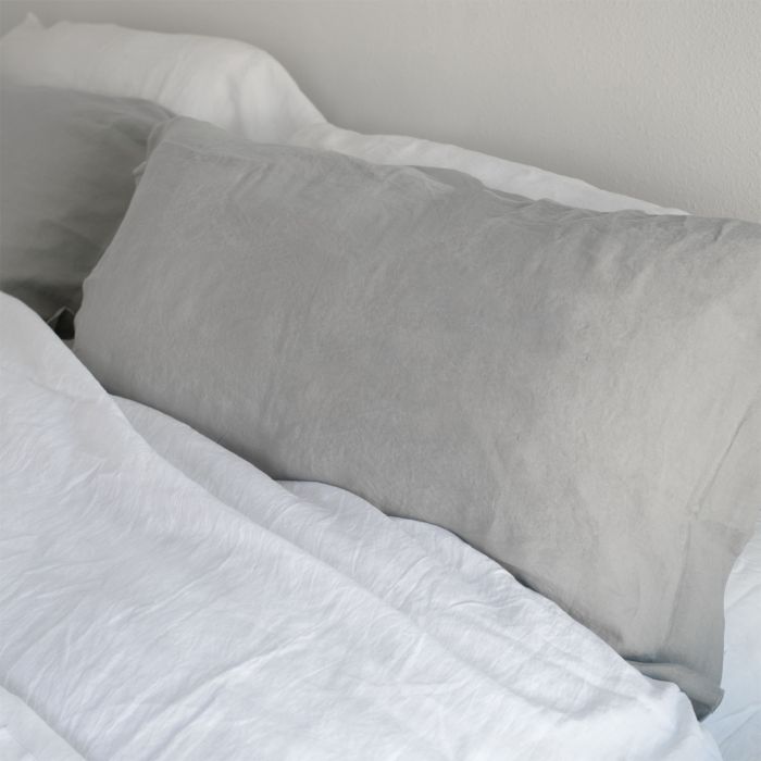 Silver grey pure linen vintage washed sham