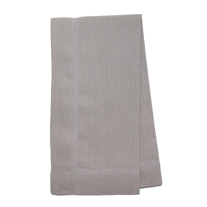 Huddleson Silver Grey Linen Napkins with White Contrast Hemstitch