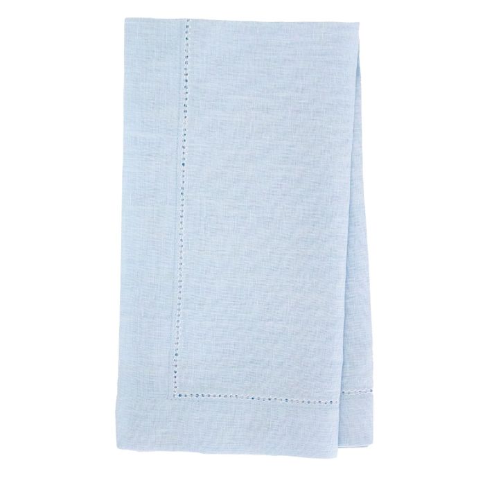 sky blue hemstitched linen napkin