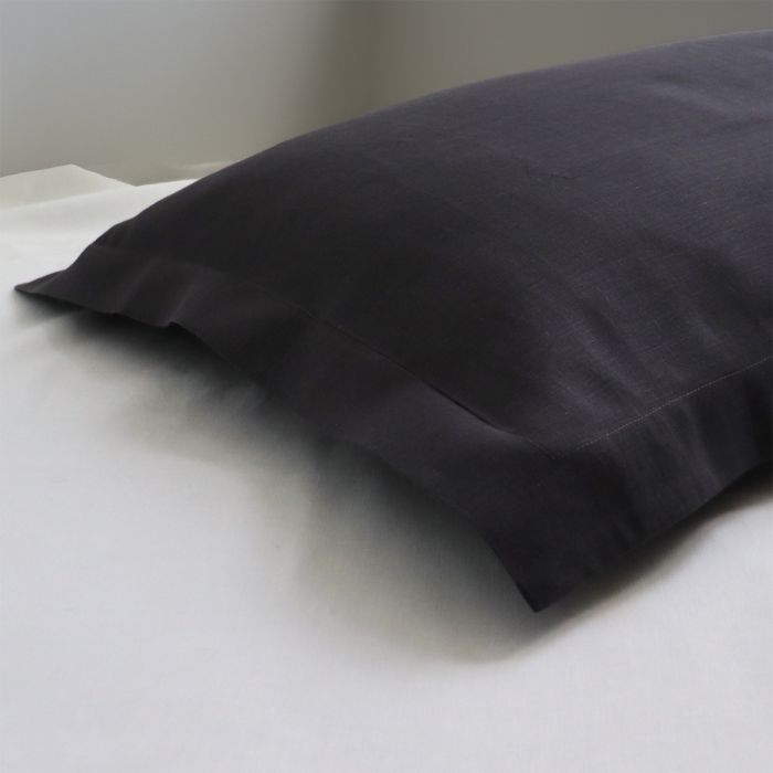 Slate Charcoal Grey Linen Pillow Shams Pair