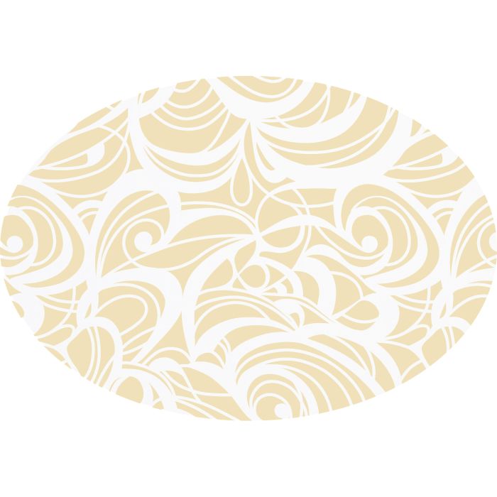 Huddleson gold and white swirl printed Italian ovak linen tablecloth