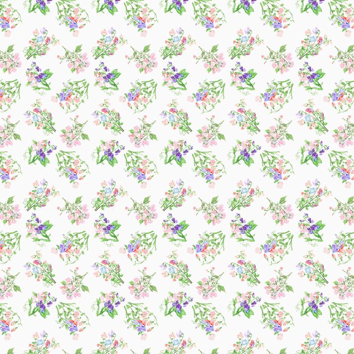 Sweet Pea Floral Print Square Linen Tablecloth