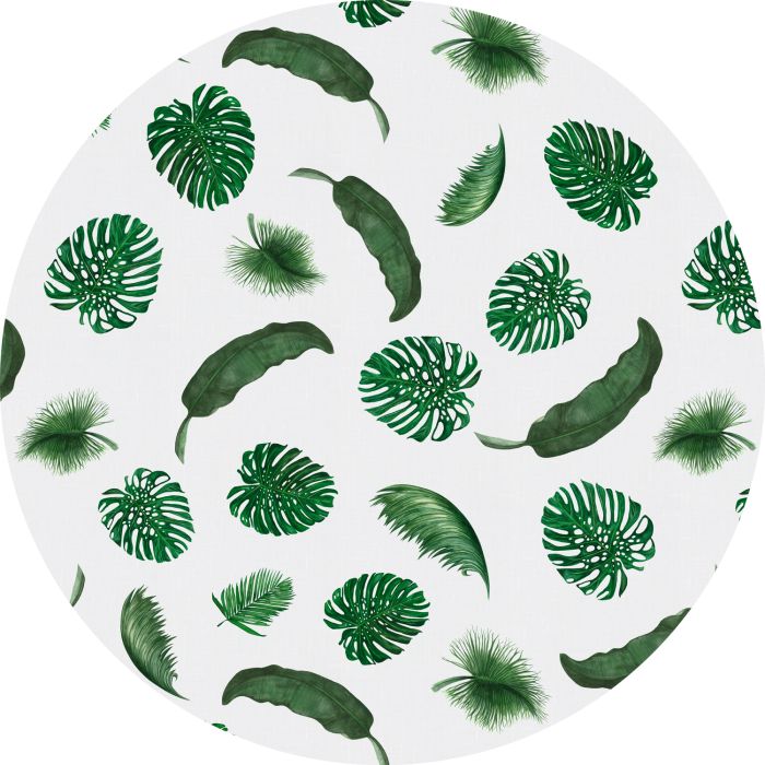 Tropical Leaves Round Linen Tablecloth