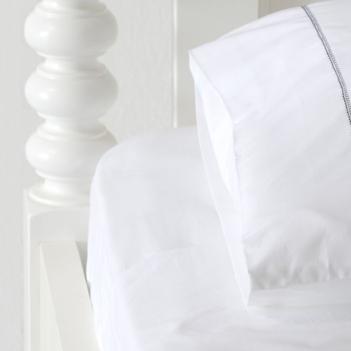Huddleson White Cotton Percale Fitted Sheet 500 Thread Count