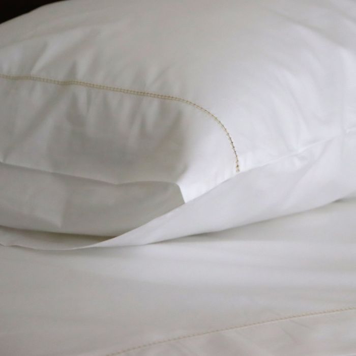 White luxury cotton pillowcase gold trim 