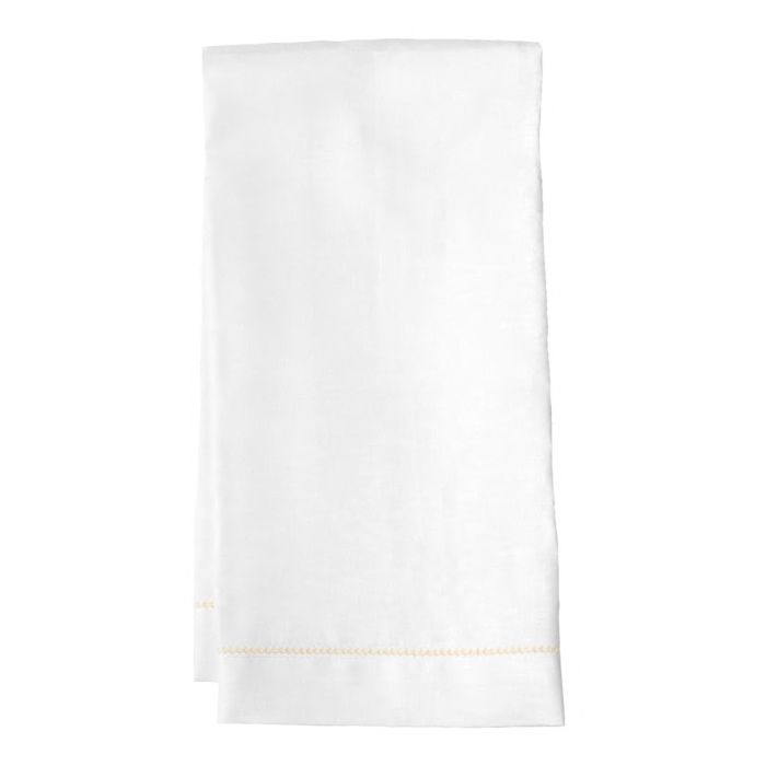 white gold hemstitch linen hand towel tea towel