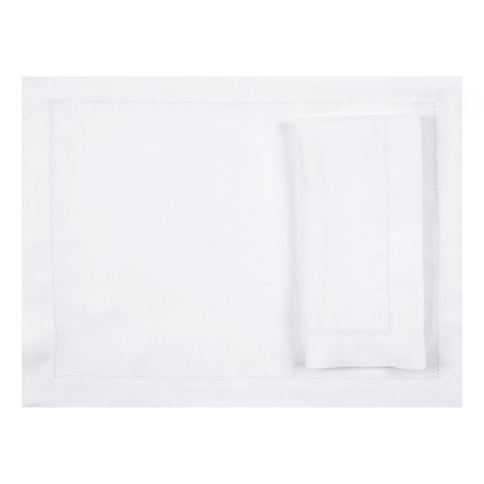White Linen Hemstitched Placemat