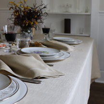 Camel Linen Tablecloth <br></picture>$230