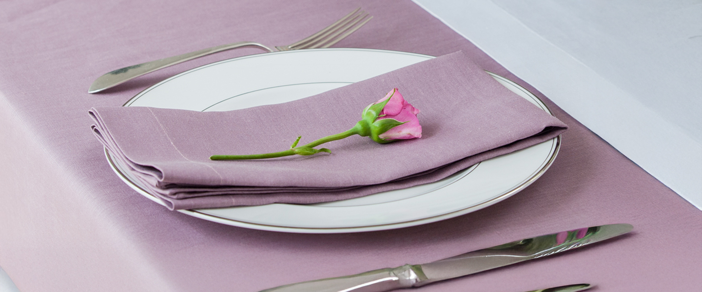 Heather Lilac Linen Tablecloth & Napkins