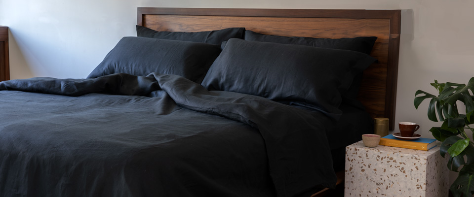 Black Linen Duvet Cover & Shams