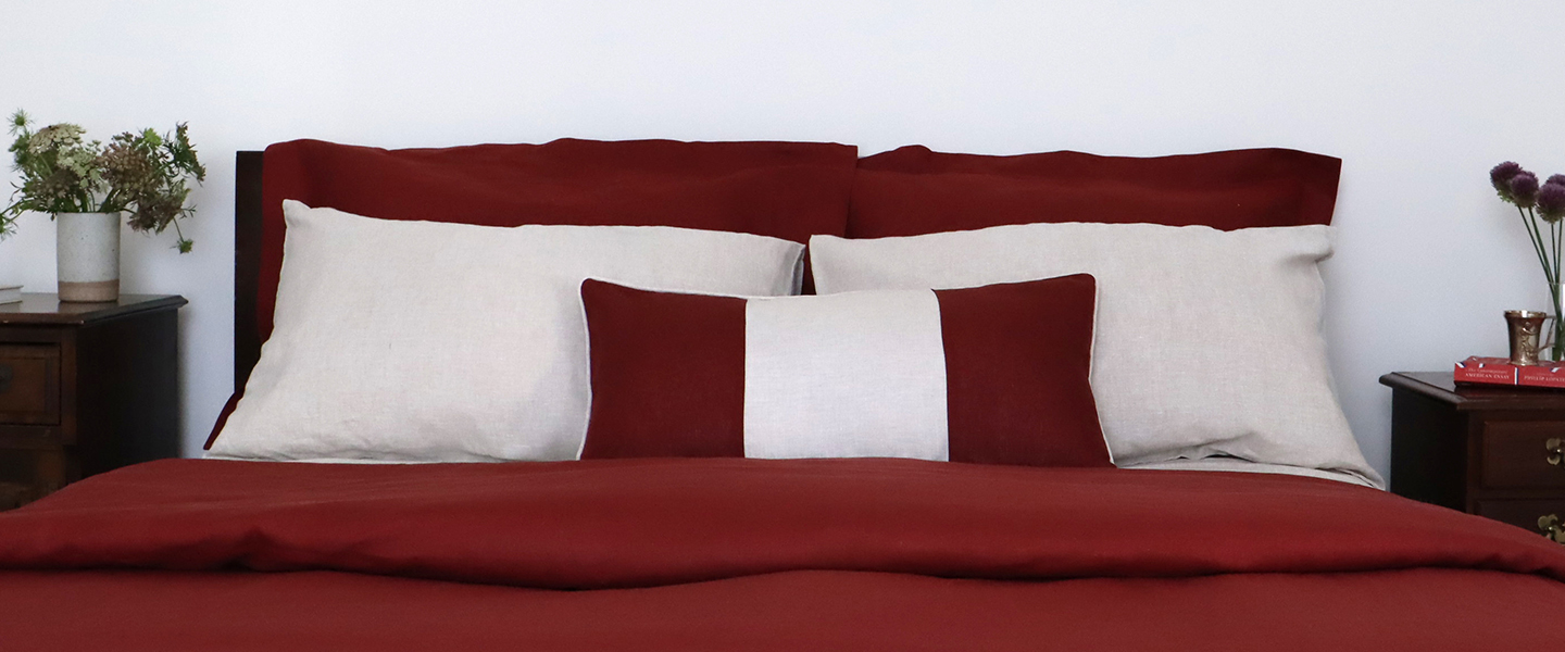 Burgundy Red Linen Duct Cover 