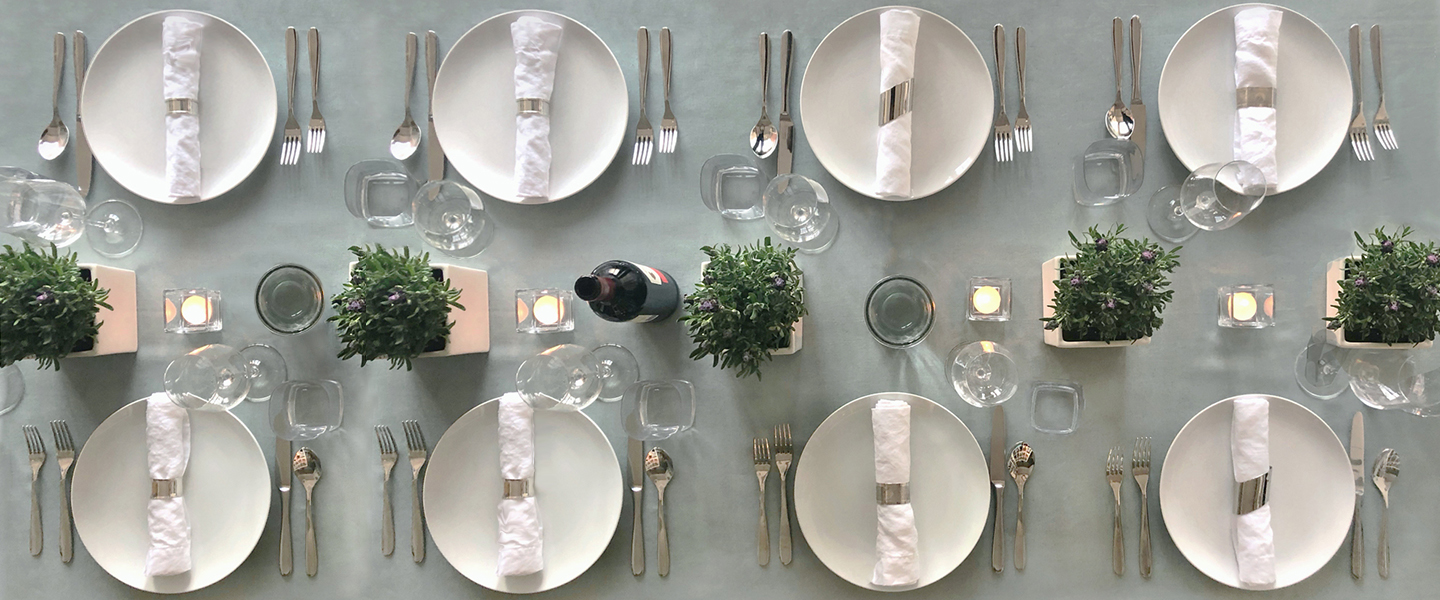 White Linen Napkin & Celadon Linen Tablecloth