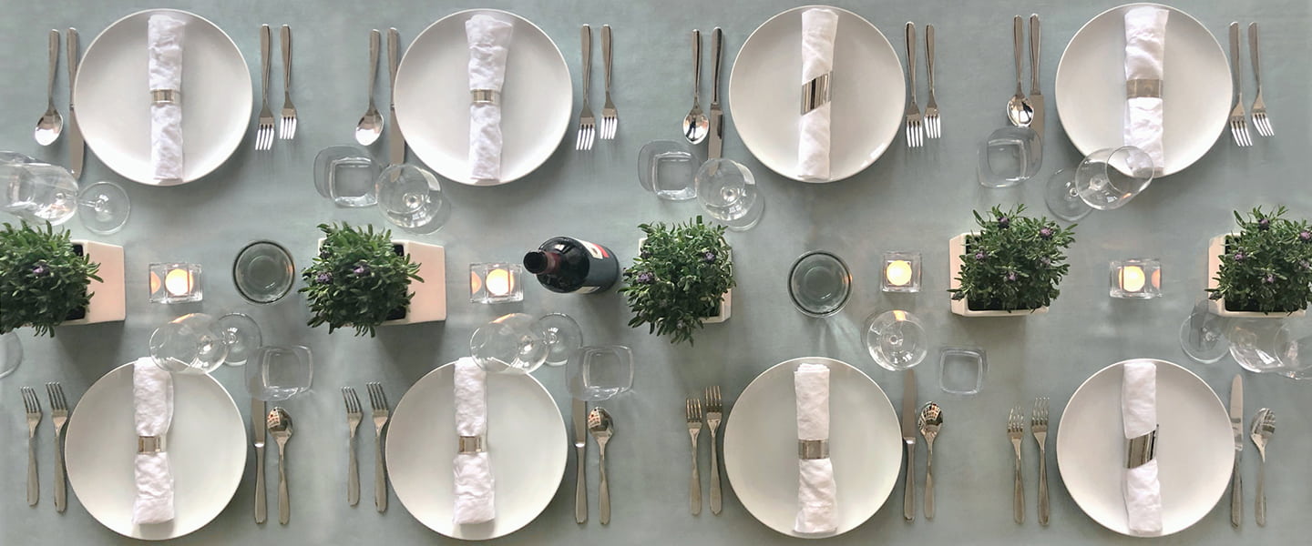 White Linen Napkin & Celadon Linen Tablecloth