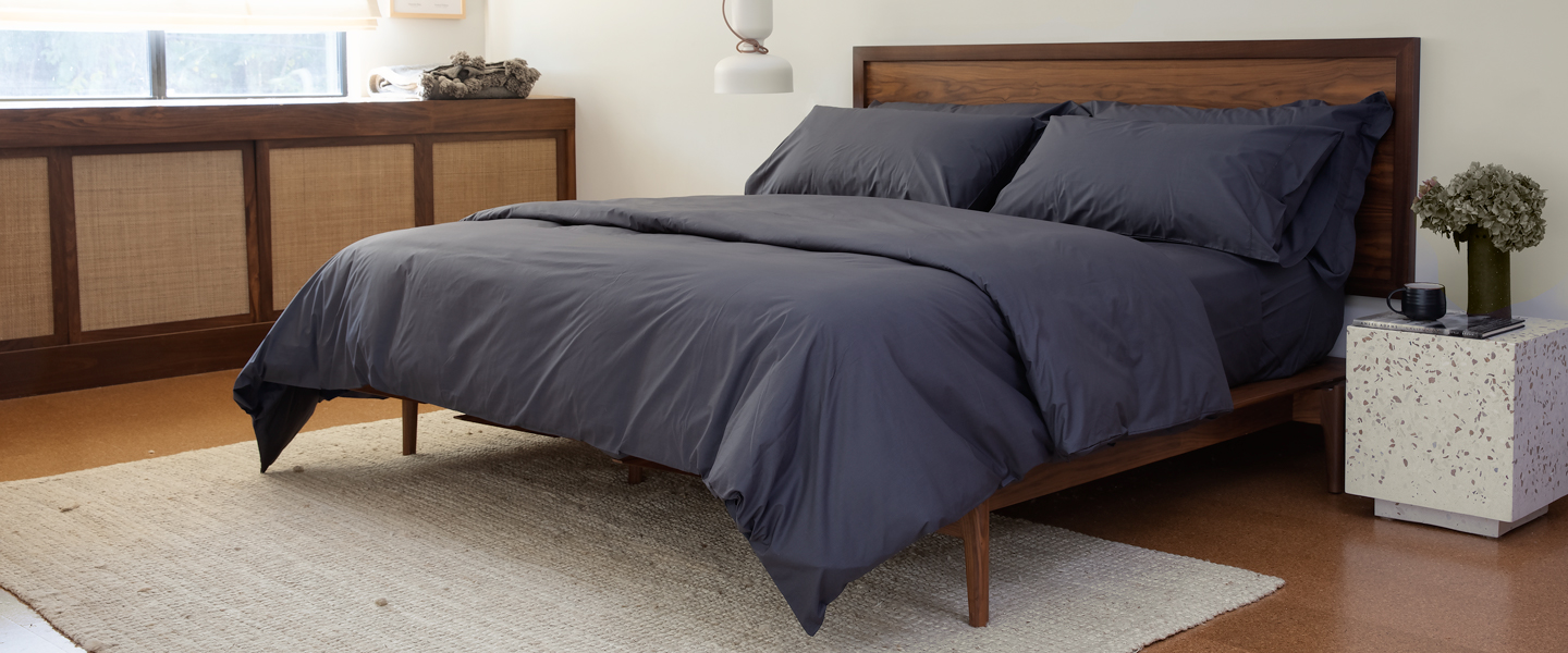 Charcoal Grey Cotton Percale Bedding