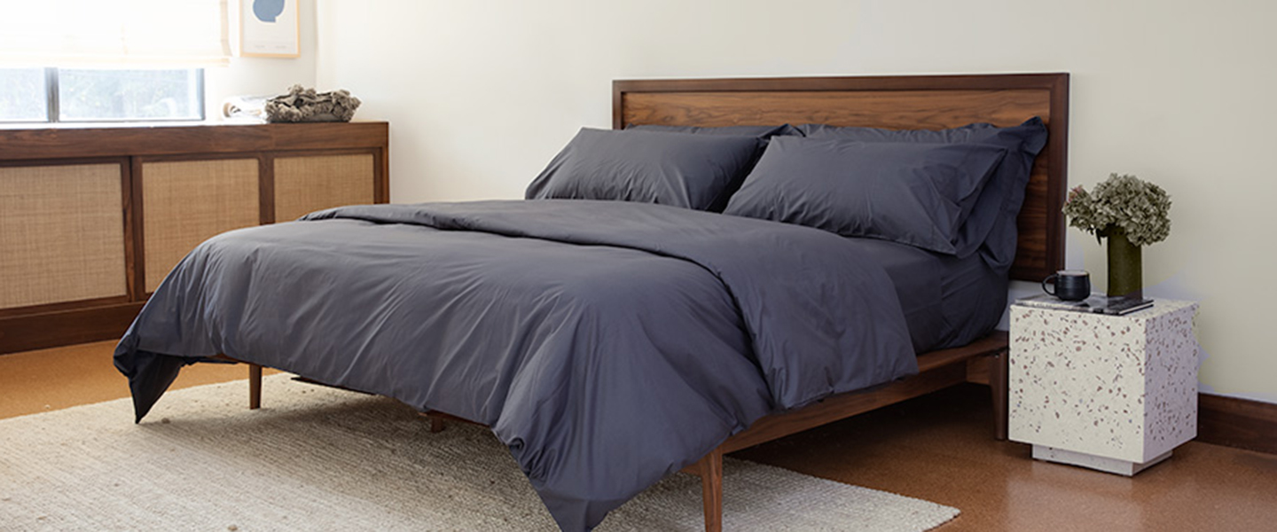 Charcoal Grey Cotton Percale Bedding