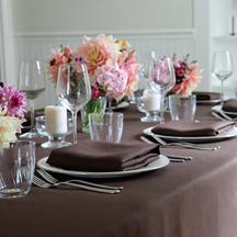 Chocolate Brown Linen Tablecloth <br>$230