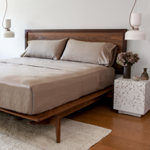 Coffee Brown Linen Sheet Set <br></picture>$385