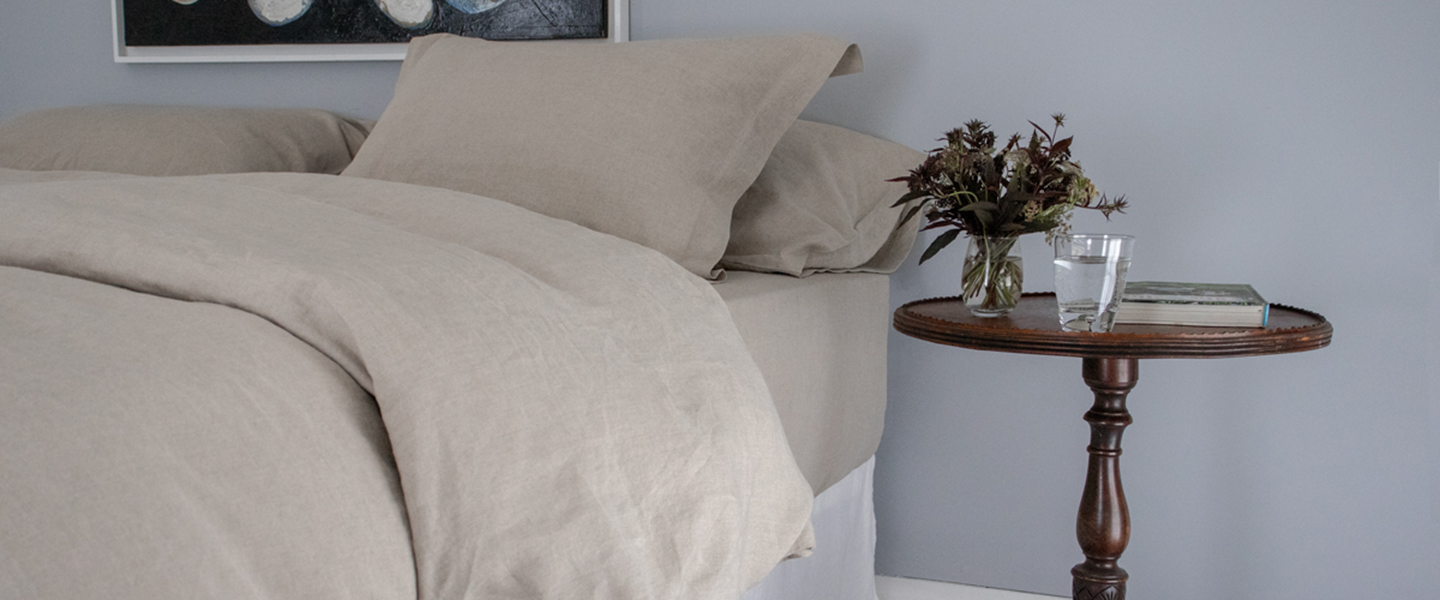 Dark Natural Linen Duvet Cover & Shams