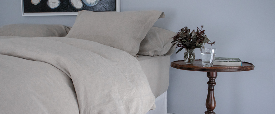 Dark Natural Linen Duvet Cover & Shams