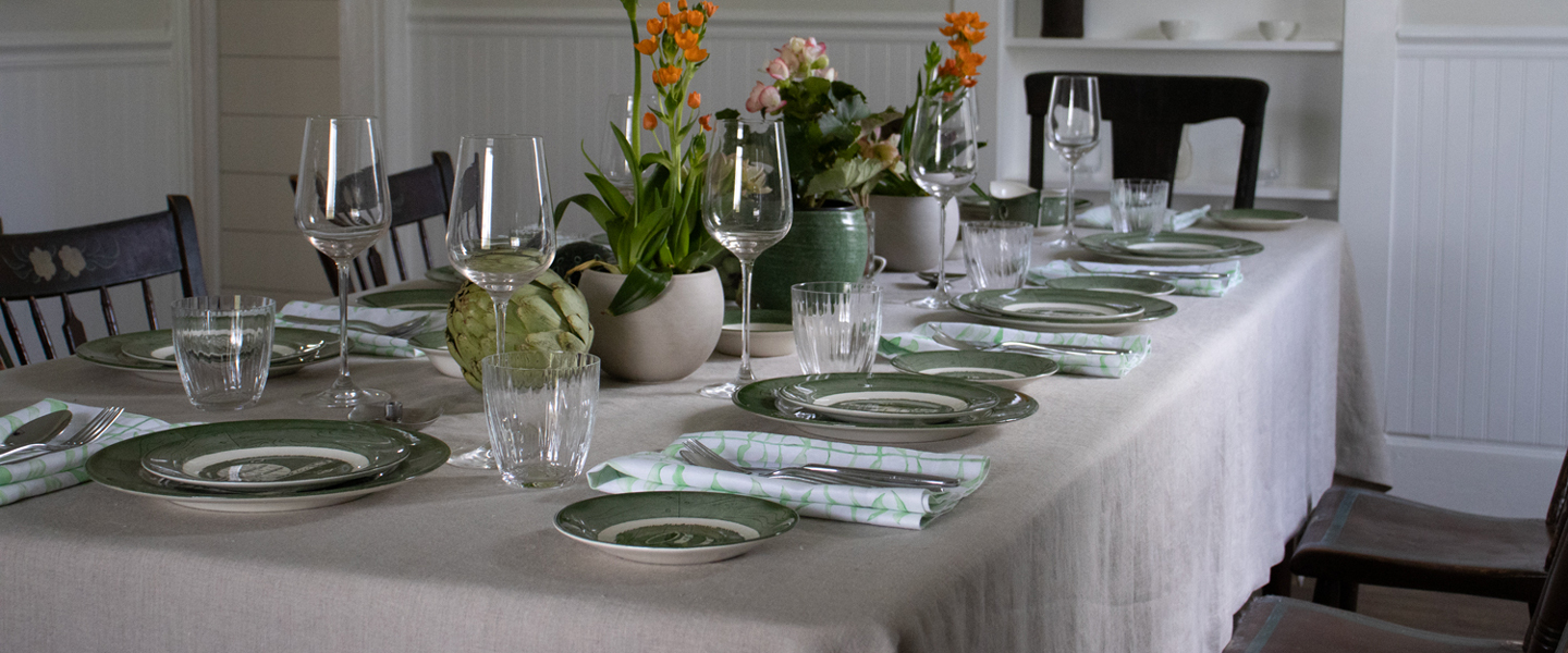 Dark Natural Linen Tablecloth 