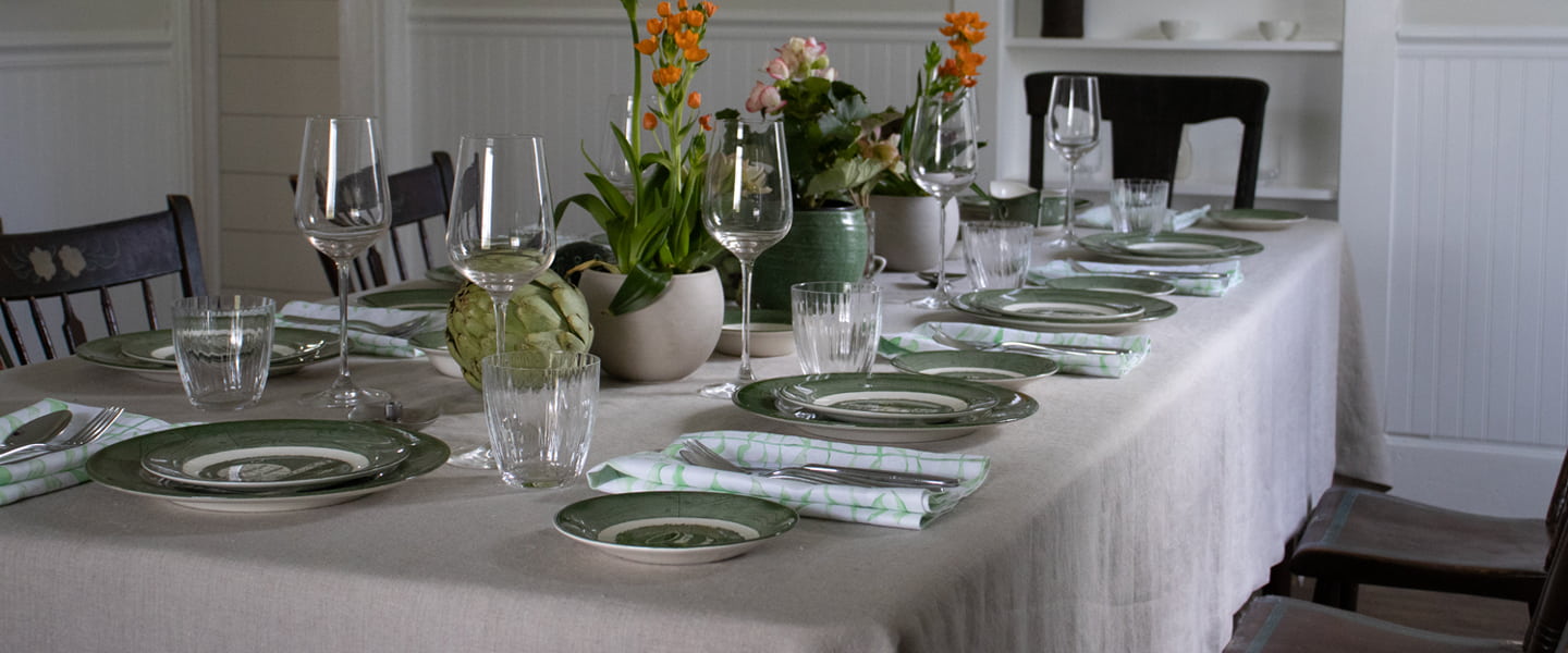 Dark Natural Linen Tablecloth 