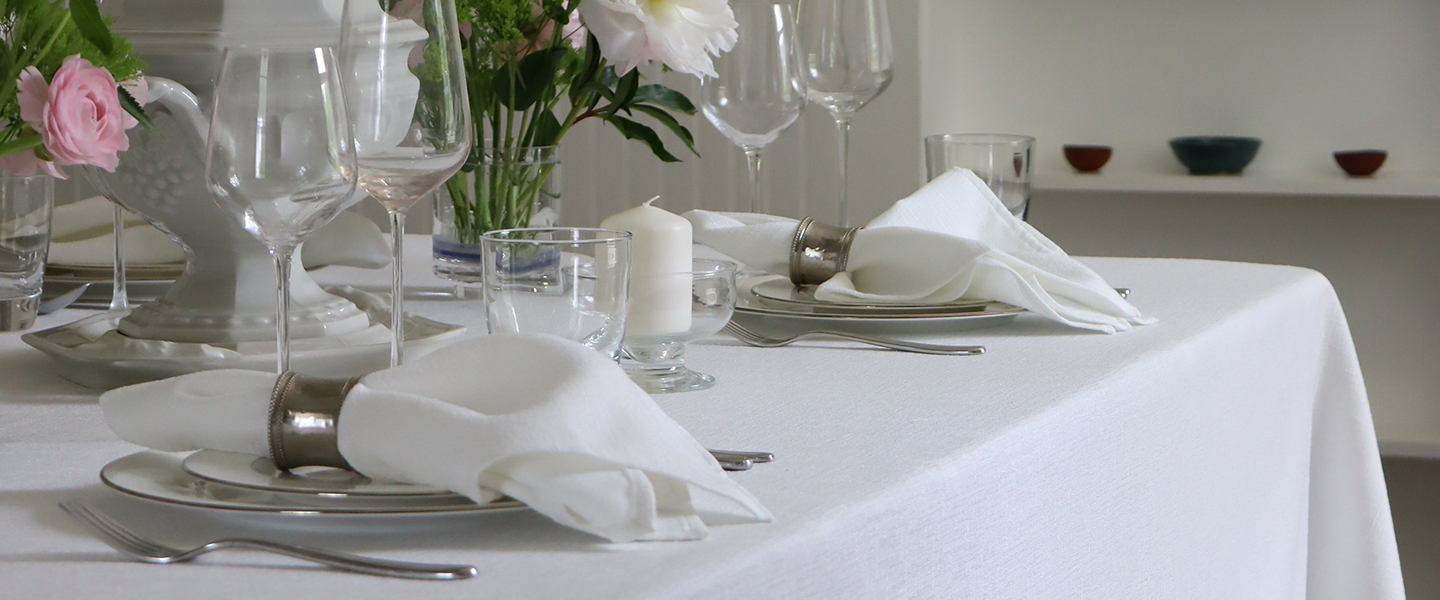 Faux Linen Tablecloth Antique White