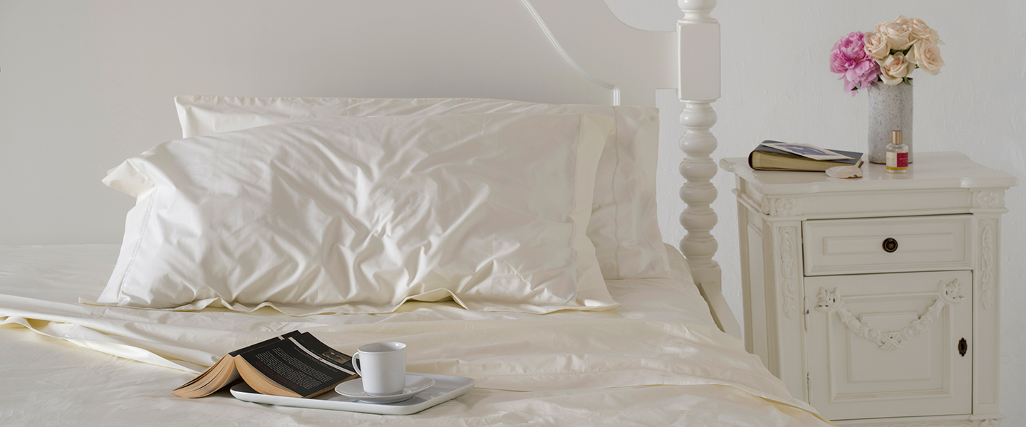 Ivory 500TC Cotton Percale Hemstitched Sheet Set