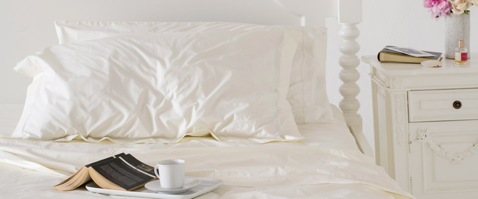 Ivory 500TC Cotton Percale Hemstitched Sheet Set