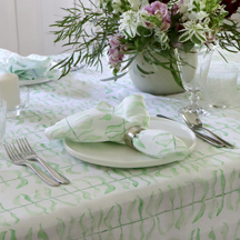 Leaf Green Linen Tablecloth <br>$230