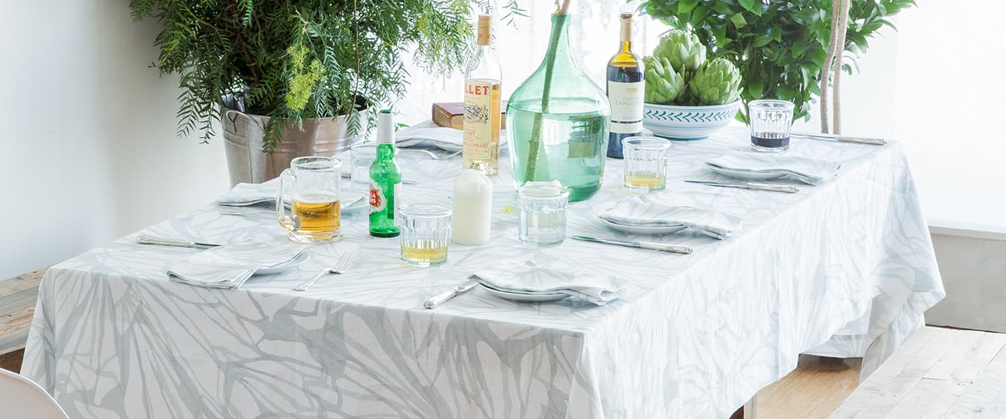 Melita Aqua Linen Tablecloth